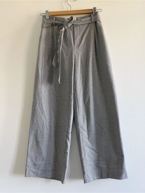 ZARA High-Waist Wide Leg Culottes Mini Houndstooth Print Pants Sz Small